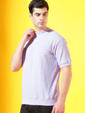 Lavender T-Neck Knitted Cotton T-Shirt For Men