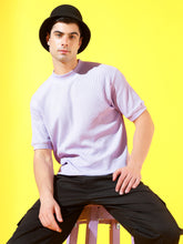 Lavender T-Neck Knitted Cotton T-Shirt For Men