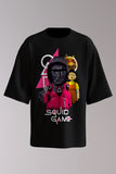 Squid Game Mask Unisex Printed Oversized Drop Shoulder T-Shirt