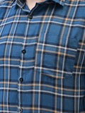 Lapis Blue Check Regular Fit Pure Cotton Shirt for Men