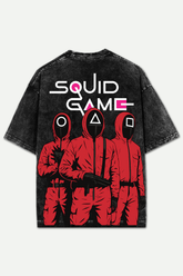 Squid Game Stone Wash Unisex Printed Oversized Drop Shoulder T-Shirt