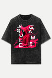 Squid Game Stone Wash Unisex Printed Oversized Drop Shoulder T-Shirt
