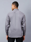 Satin Grey Regular Fit Pure Cotton Solid Shirt for Men