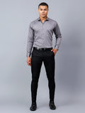 Satin Grey Regular Fit Pure Cotton Solid Shirt for Men