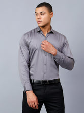 Satin Grey Regular Fit Pure Cotton Solid Shirt for Men