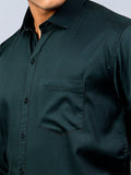Bottle Green Regular Fit Pure Cotton Solid Shirt for Men