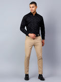 Classic Black Printed Regular Fit Luxury Rich Cotton Shirt for Men