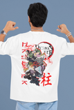 Demon Slayer Printed Oversized Drop Shoulder T-Shirt