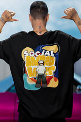 Social Introvert Typography Printed Oversized Drop Shoulder T-Shirt