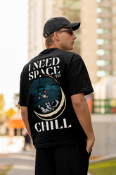 I Need Space To Chill Printed Oversized Drop Shoulder T-Shirt