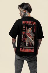 Influential Samurai Printed Oversized Drop Shoulder T-Shirt