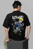 Uzumaki Anime Typography Printed Oversized Drop Shoulder T-Shirt