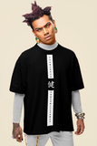 Japanese Typography Printed Oversized Drop Shoulder T-Shirt