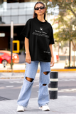 Sensitive Content Printed Oversized Drop Shoulder T-Shirt