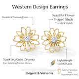 Elegant Golden Drop Flower Crystal Earrings