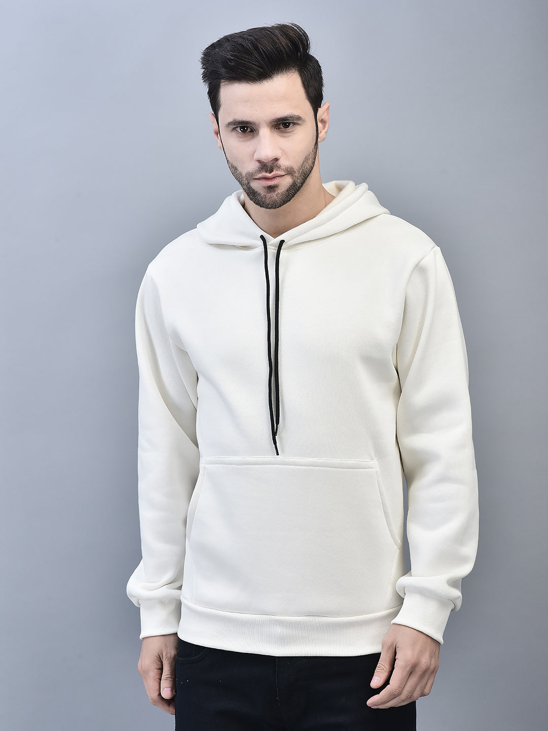 Premium Pure Cotton Fleece Pearl White Hoodie