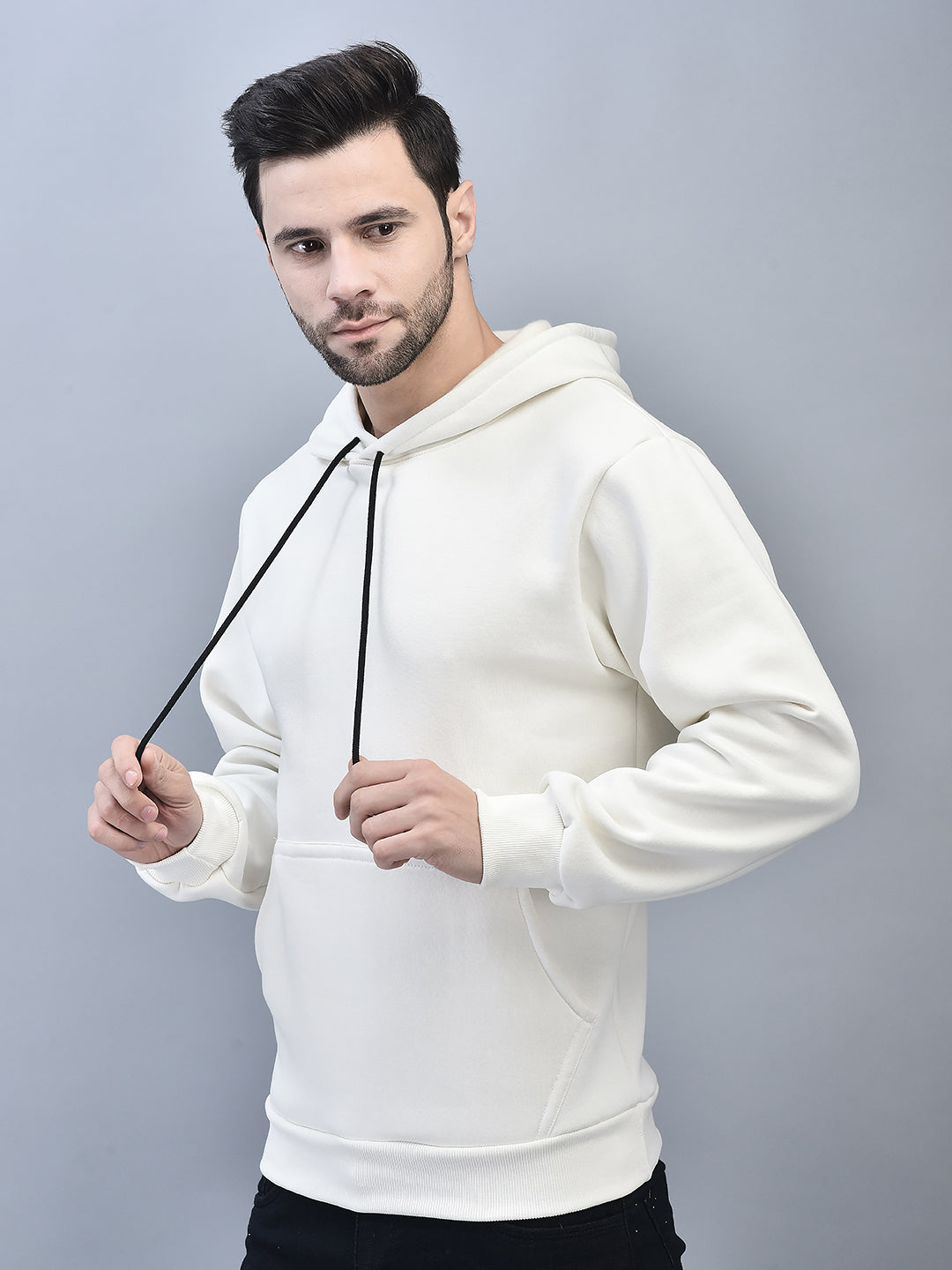 Premium Pure Cotton Fleece Pearl White Hoodie