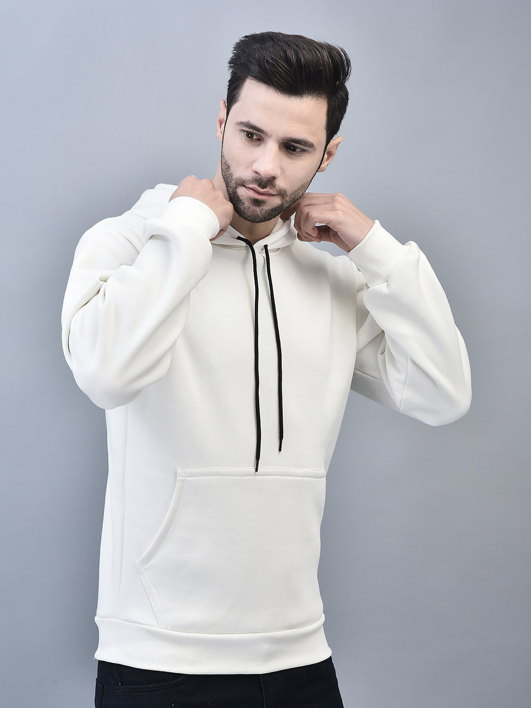 Premium Pure Cotton Fleece Pearl White Hoodie