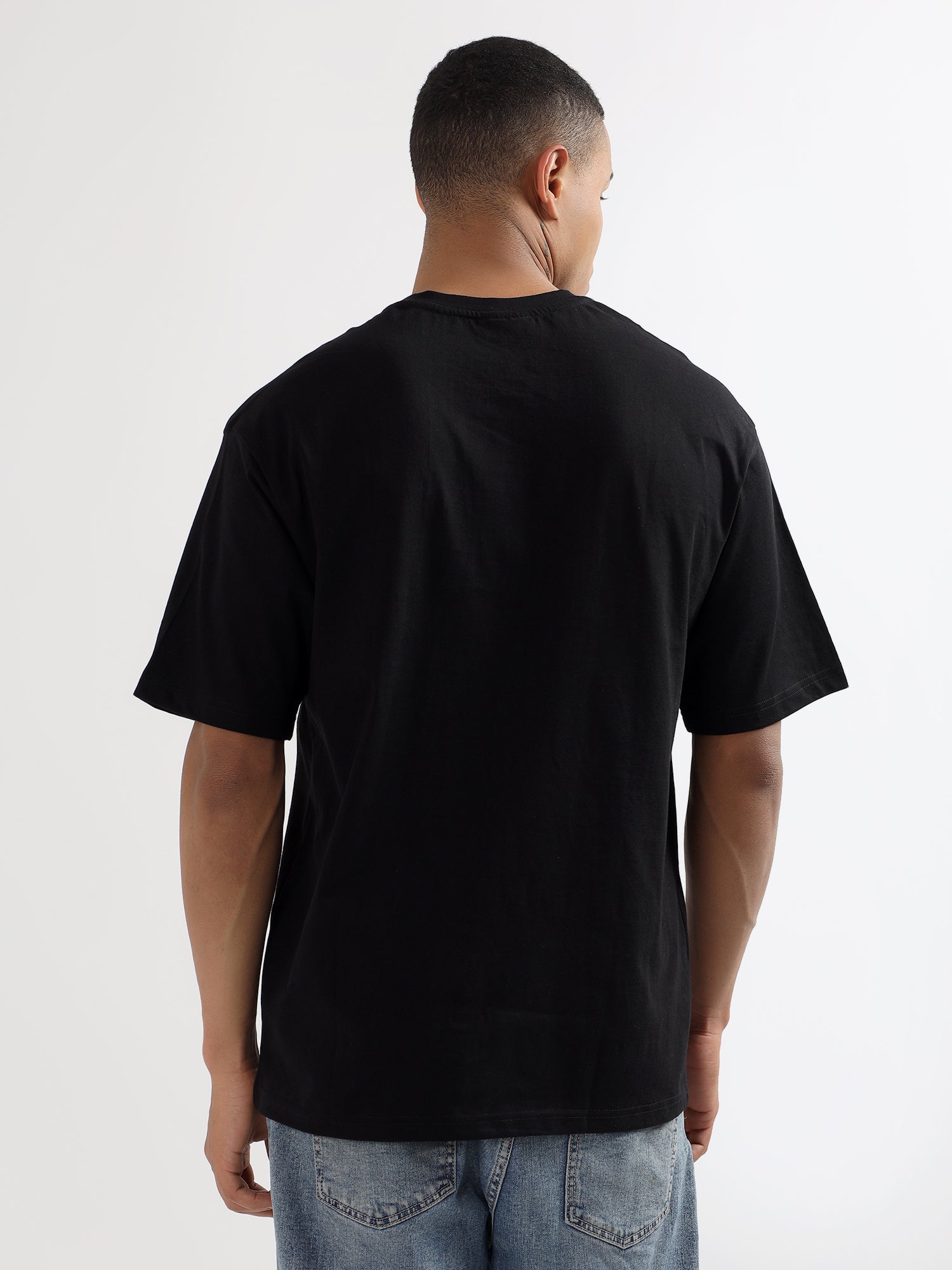 Oversized Fit Dark Black Heavy Cotton T-Shirt For Men