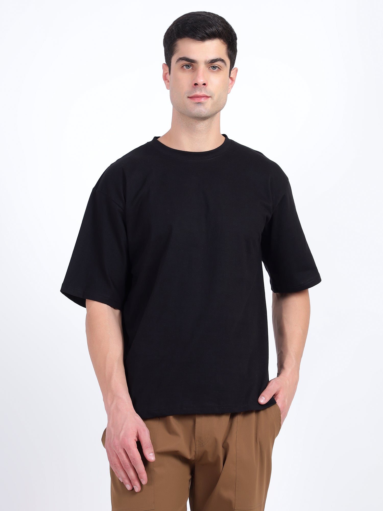 Oversized Fit Biscuit Beige Heavy Cotton T-Shirt For Men