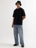 Oversized Fit Dark Black Heavy Cotton T-Shirt For Men