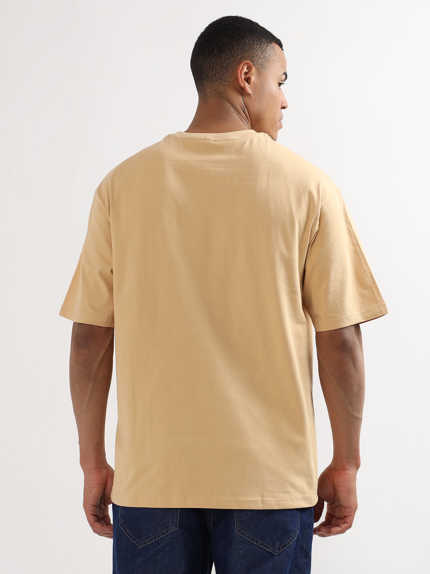 Oversized Fit Biscuit Beige Heavy Cotton T-Shirt For Men