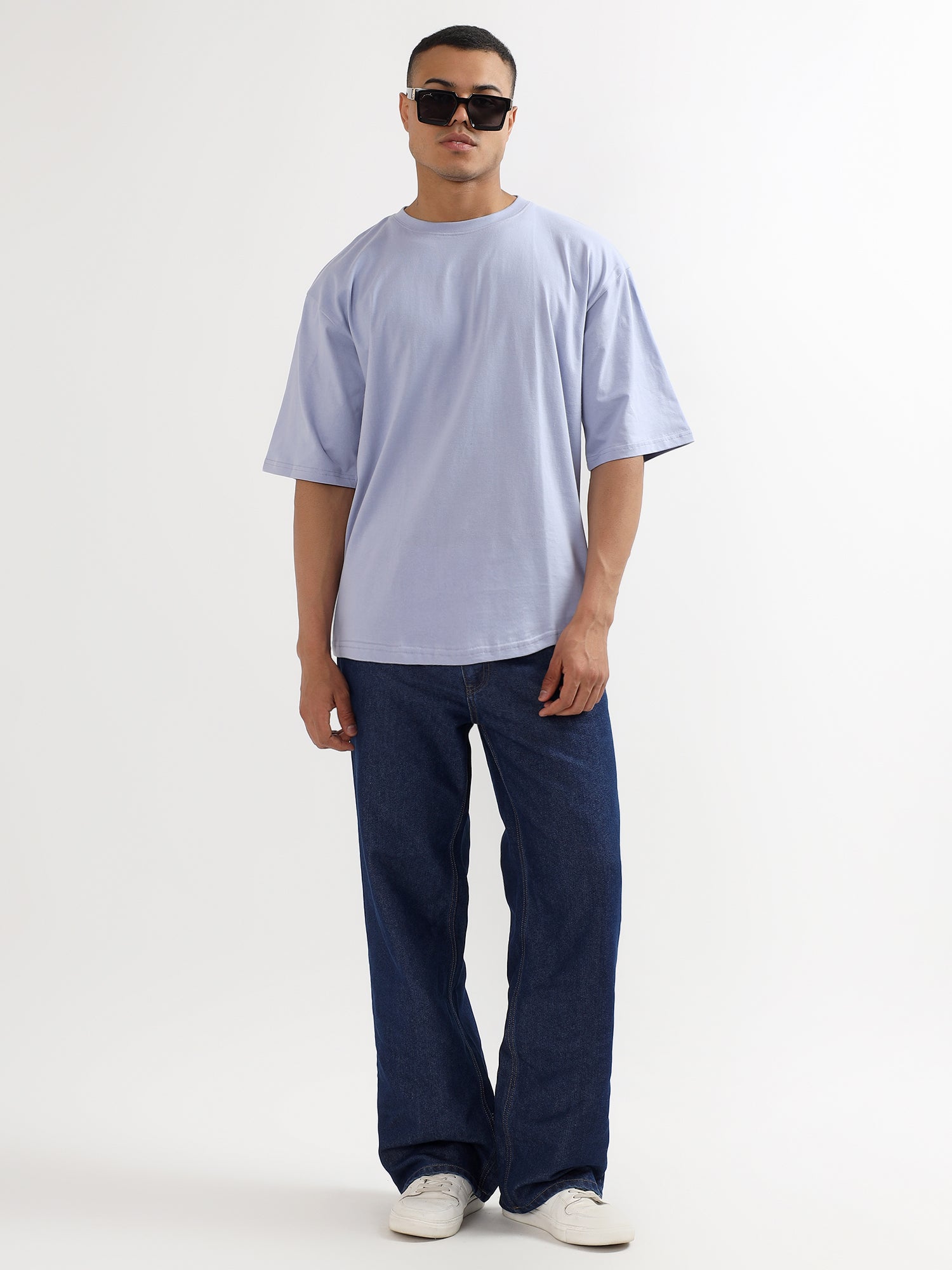 Oversized Fit Soft Lavender Heavy Cotton T-Shirt For Men