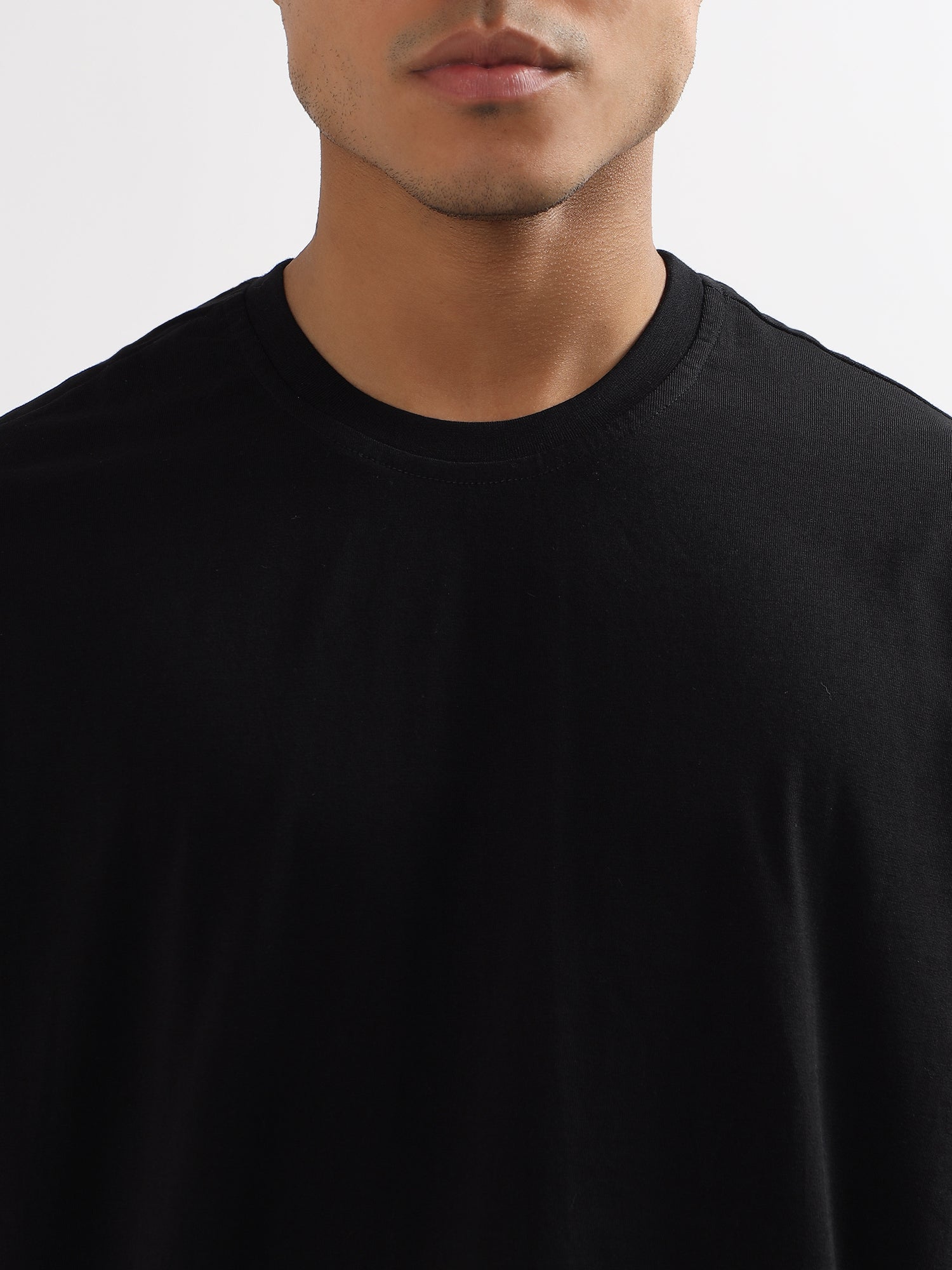 Oversized Fit Dark Black Heavy Cotton T-Shirt For Men