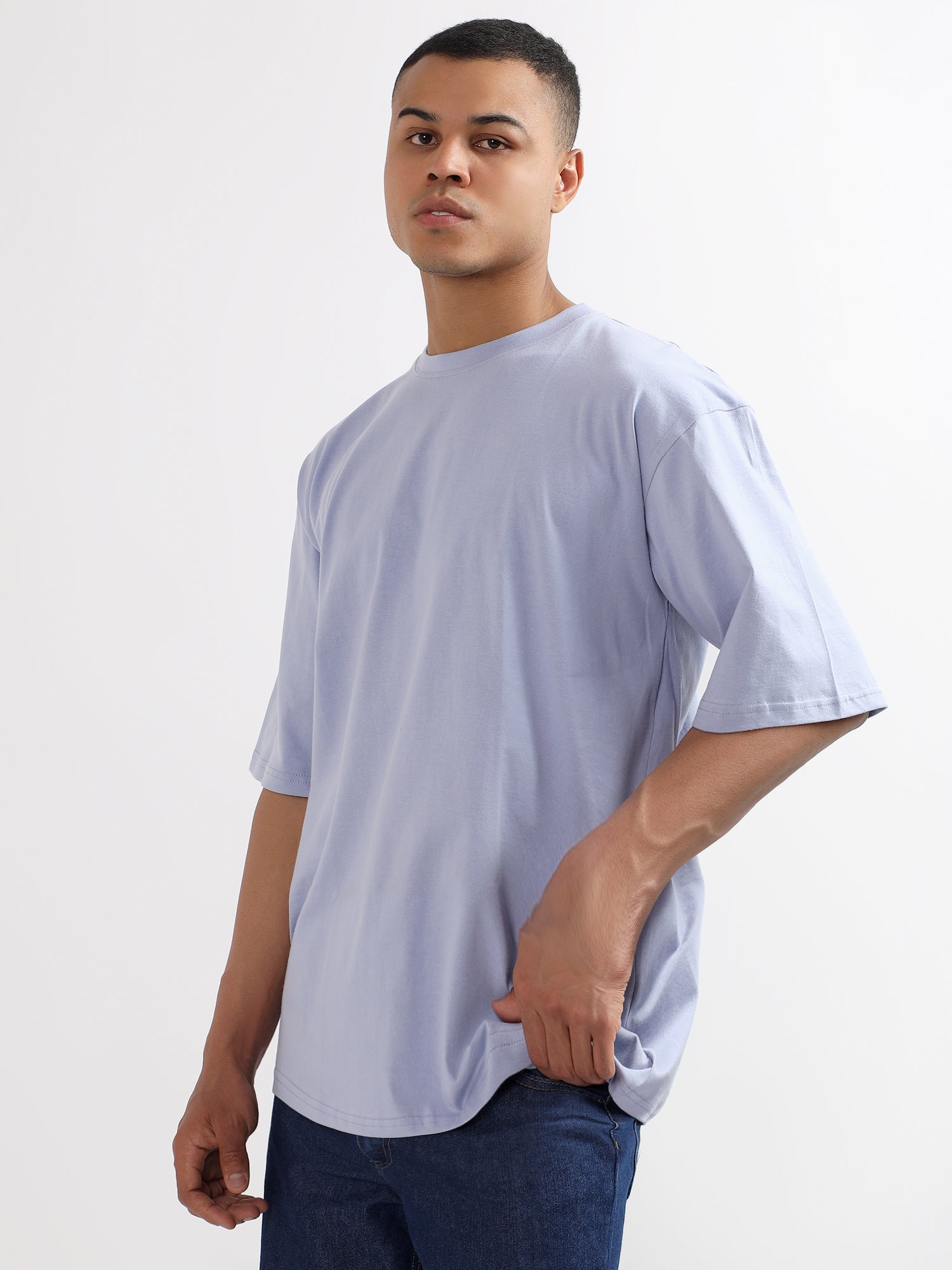 Oversized Fit Soft Lavender Heavy Cotton T-Shirt For Men