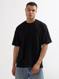 Oversized Fit Dark Black Heavy Cotton T-Shirt For Men