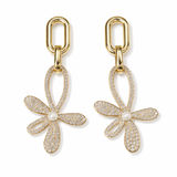 Elegant Golden Drop Flower Crystal Earrings For Women