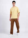 Oversized Fit Biscuit Beige Heavy Cotton T-Shirt For Men