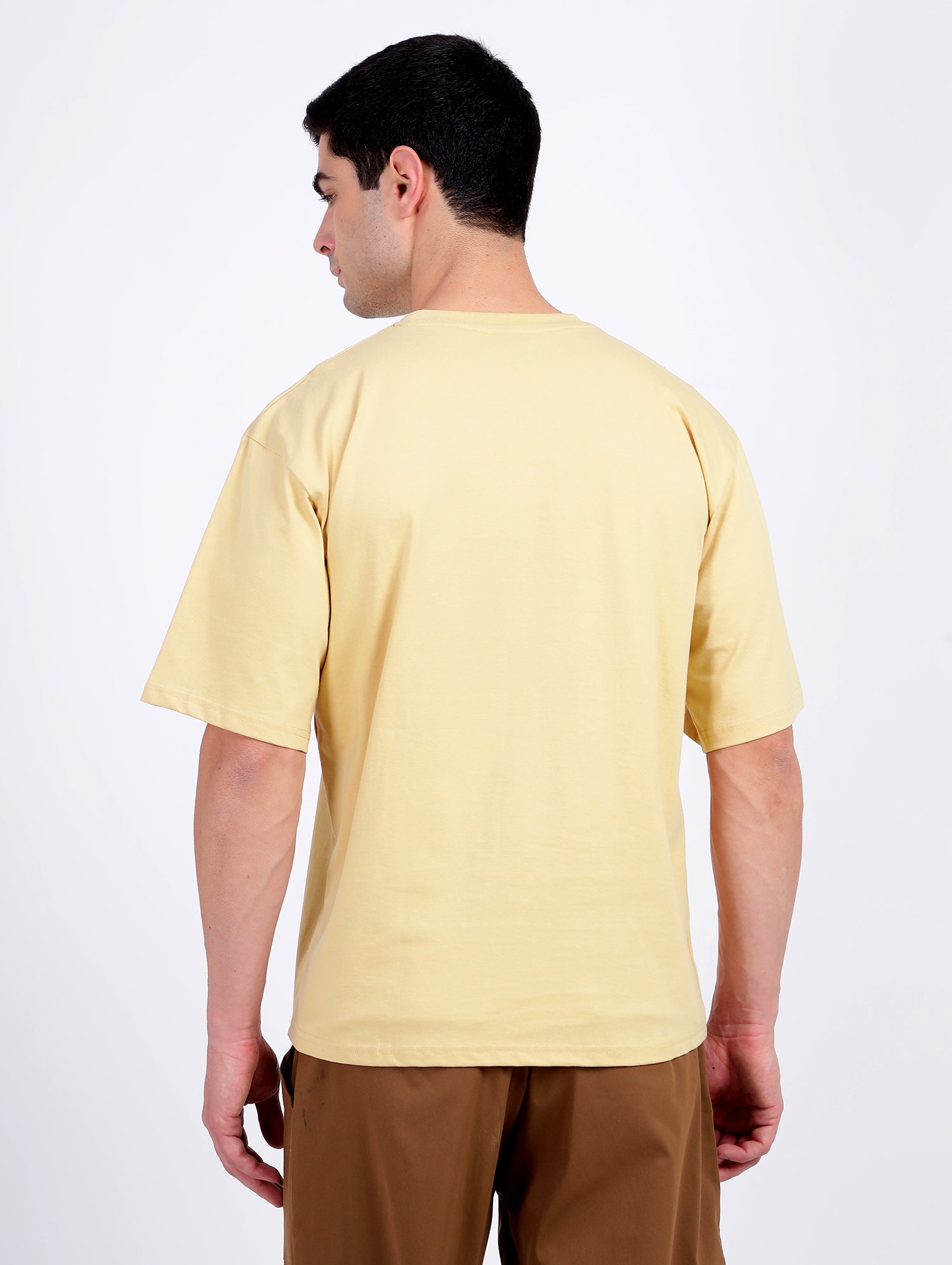 Oversized Fit Biscuit Beige Heavy Cotton T-Shirt For Men