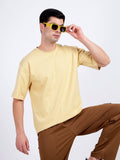 Oversized Fit Biscuit Beige Heavy Cotton T-Shirt For Men