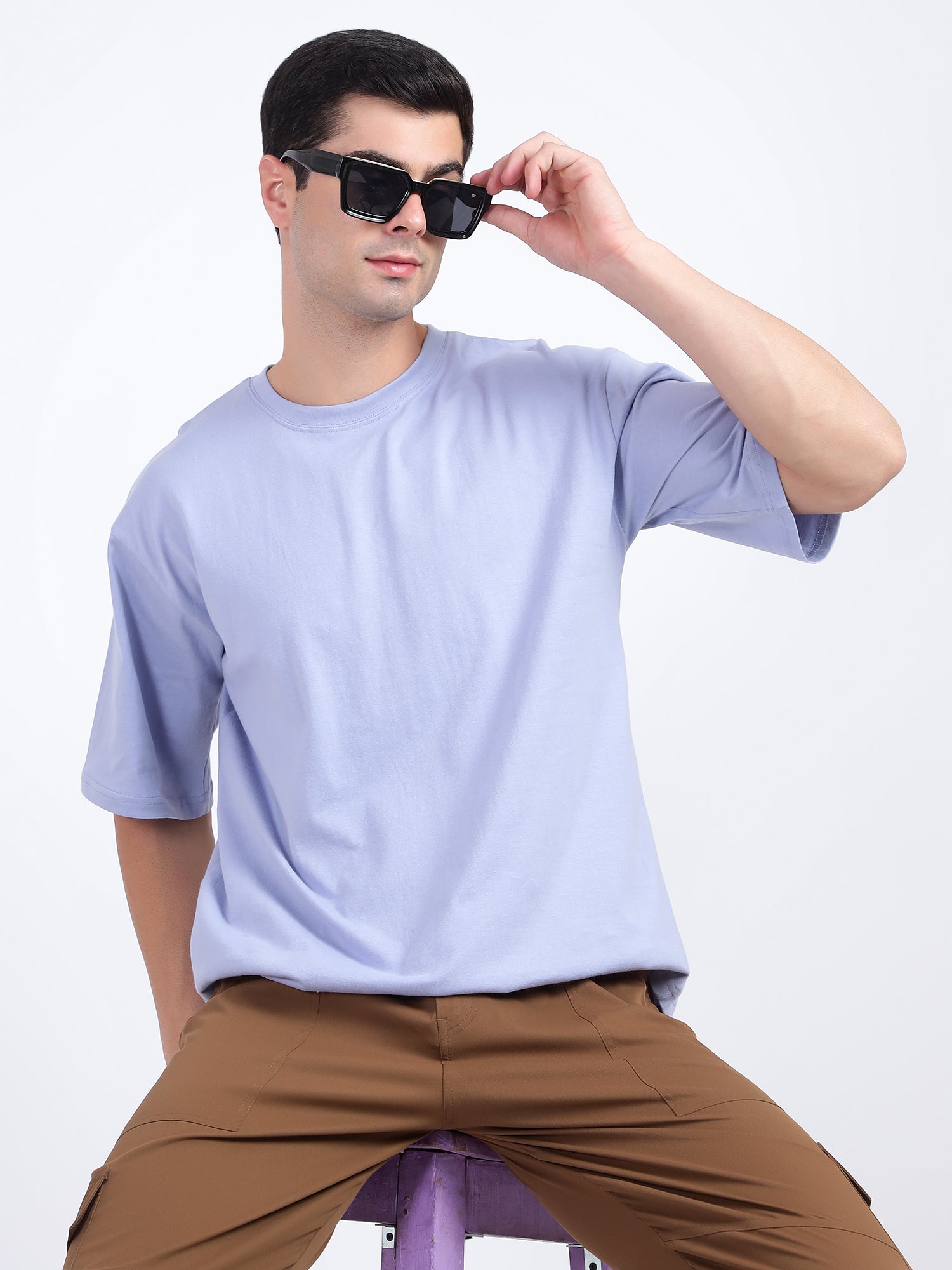 Oversized Fit Biscuit Beige Heavy Cotton T-Shirt For Men