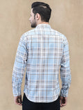 Blue Classic Check Regular Fit Pure Cotton Shirt for Men