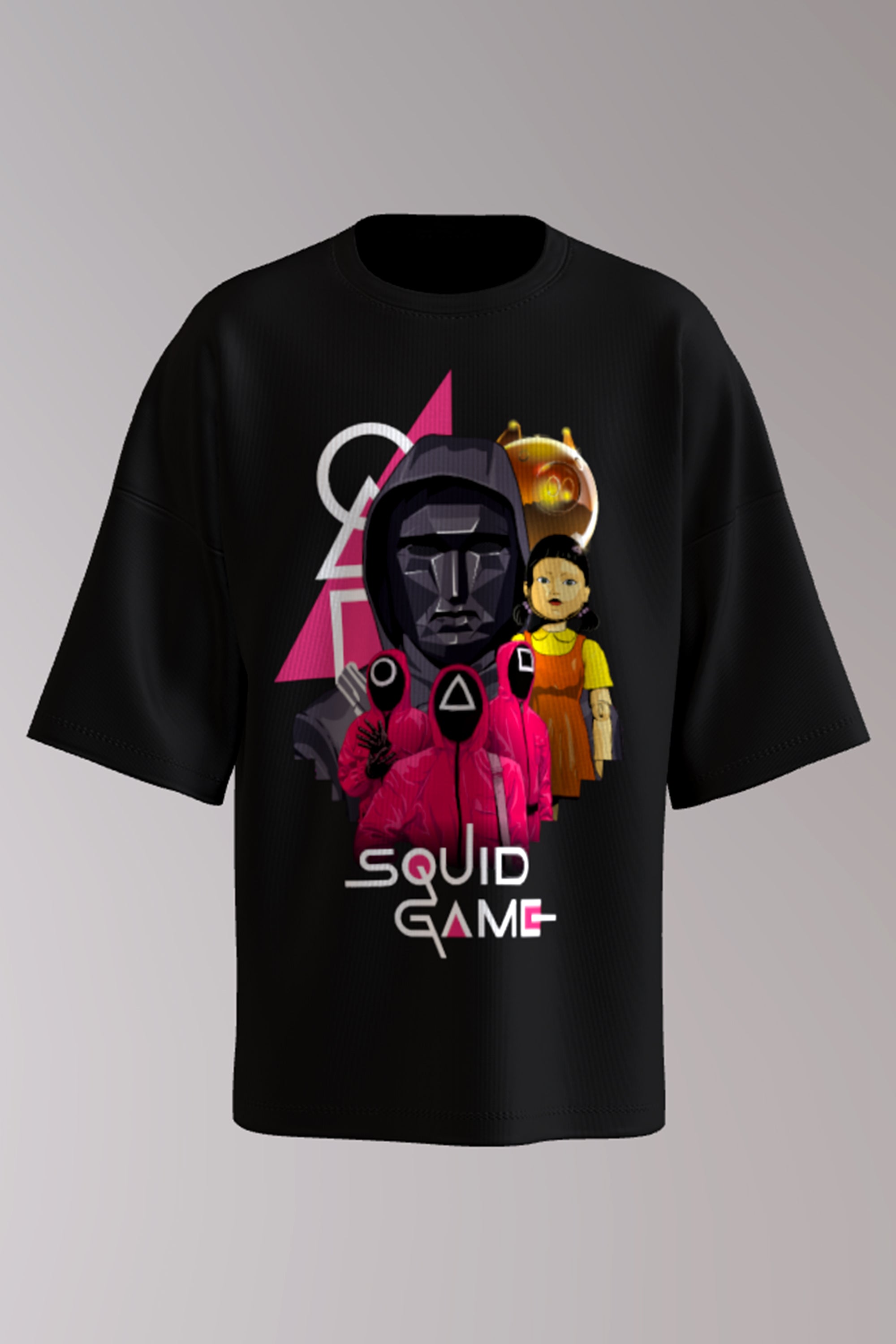 Squid Game Mask Unisex Printed Oversized Drop Shoulder T-Shirt