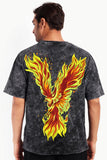 Free Bird Stone Wash Unisex Printed Oversized Drop Shoulder T-Shirt