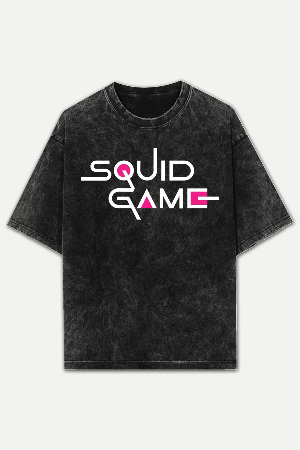 Squid Game Stone Wash Unisex Printed Oversized Drop Shoulder T-Shirt