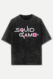 Squid Game Stone Wash Unisex Printed Oversized Drop Shoulder T-Shirt