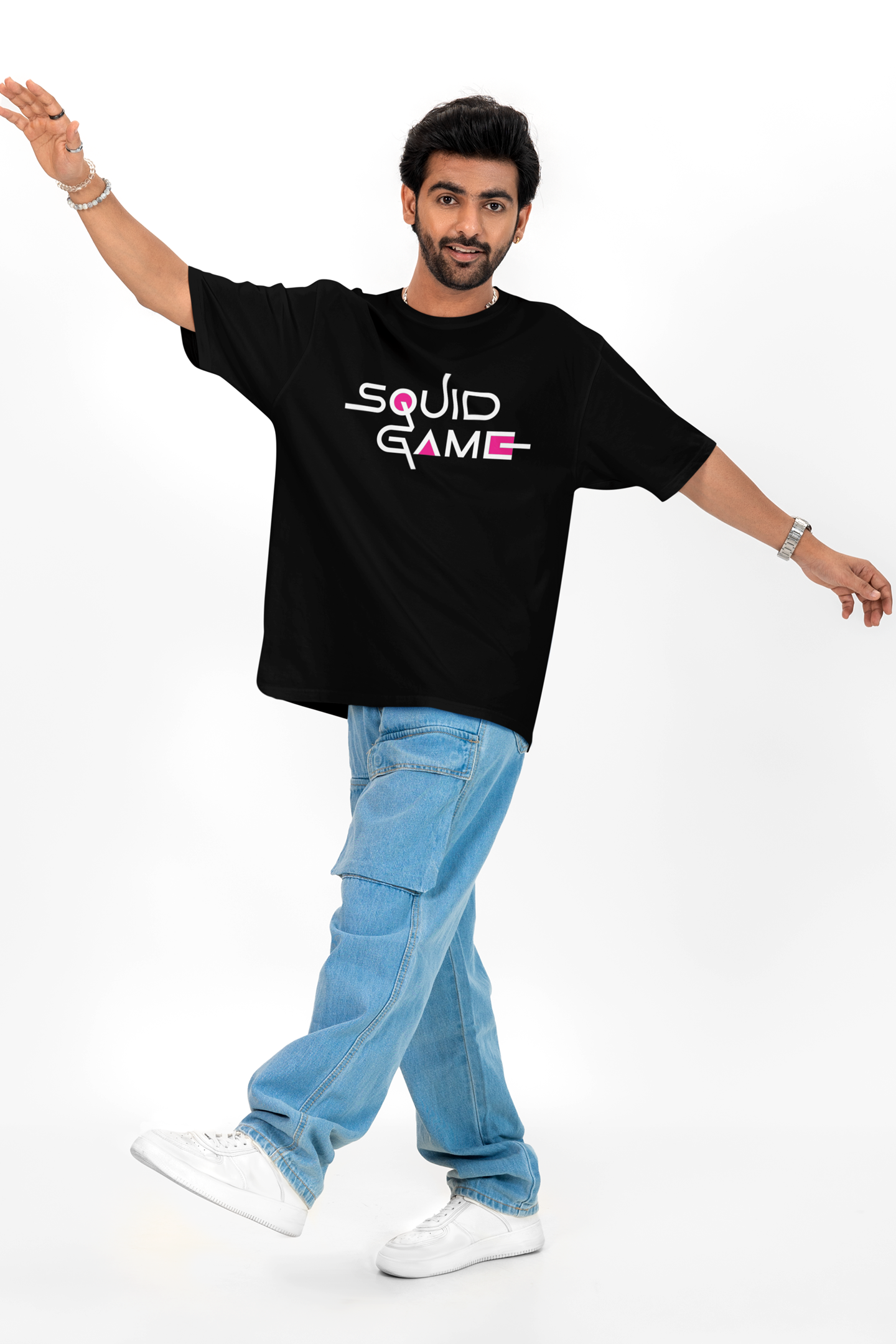 Squid Game Unisex Printed Oversized Drop Shoulder T-Shirt