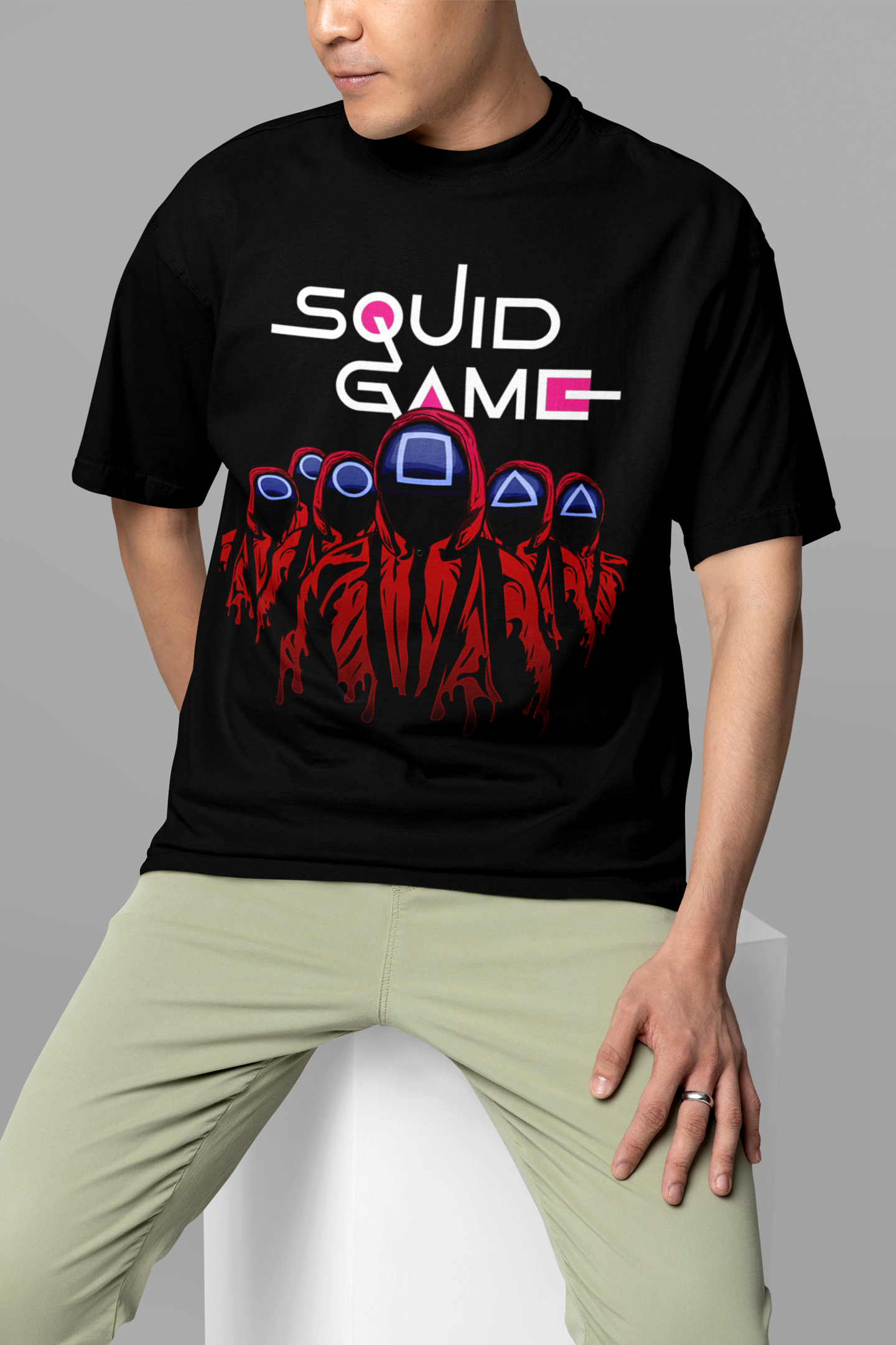 Secrets of Squid Game Unisex Printed Oversized Drop Shoulder T-Shirt