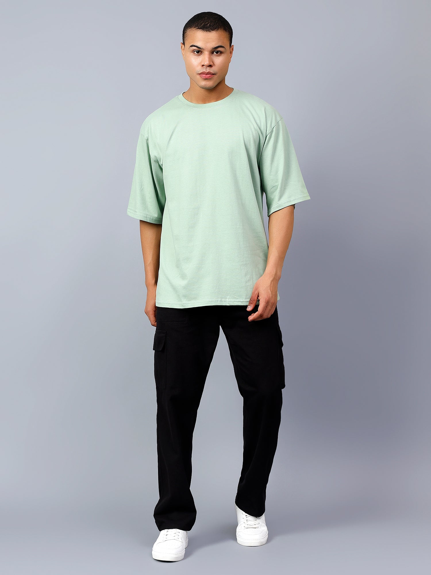 Oversized Fit Sage Green Heavy Cotton T-Shirt For Men