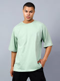 Oversized Fit Sage Green Heavy Cotton T-Shirt For Men