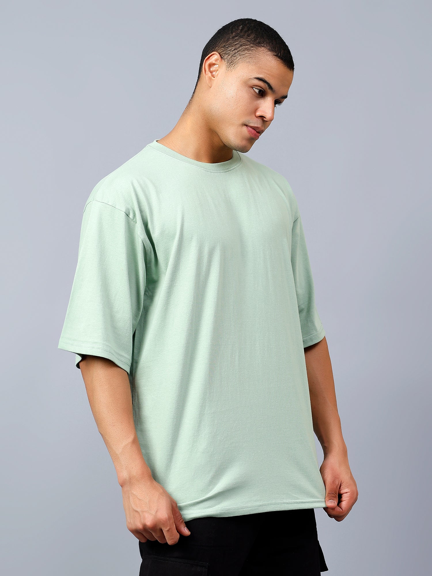 Oversized Fit Sage Green Heavy Cotton T-Shirt For Men