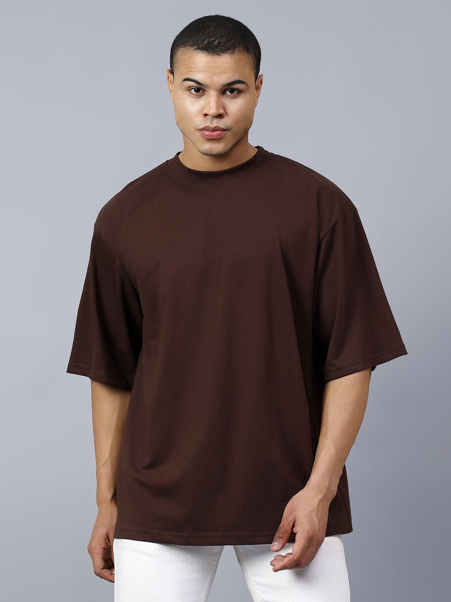 Oversized Fit Biscuit Beige Heavy Cotton T-Shirt For Men