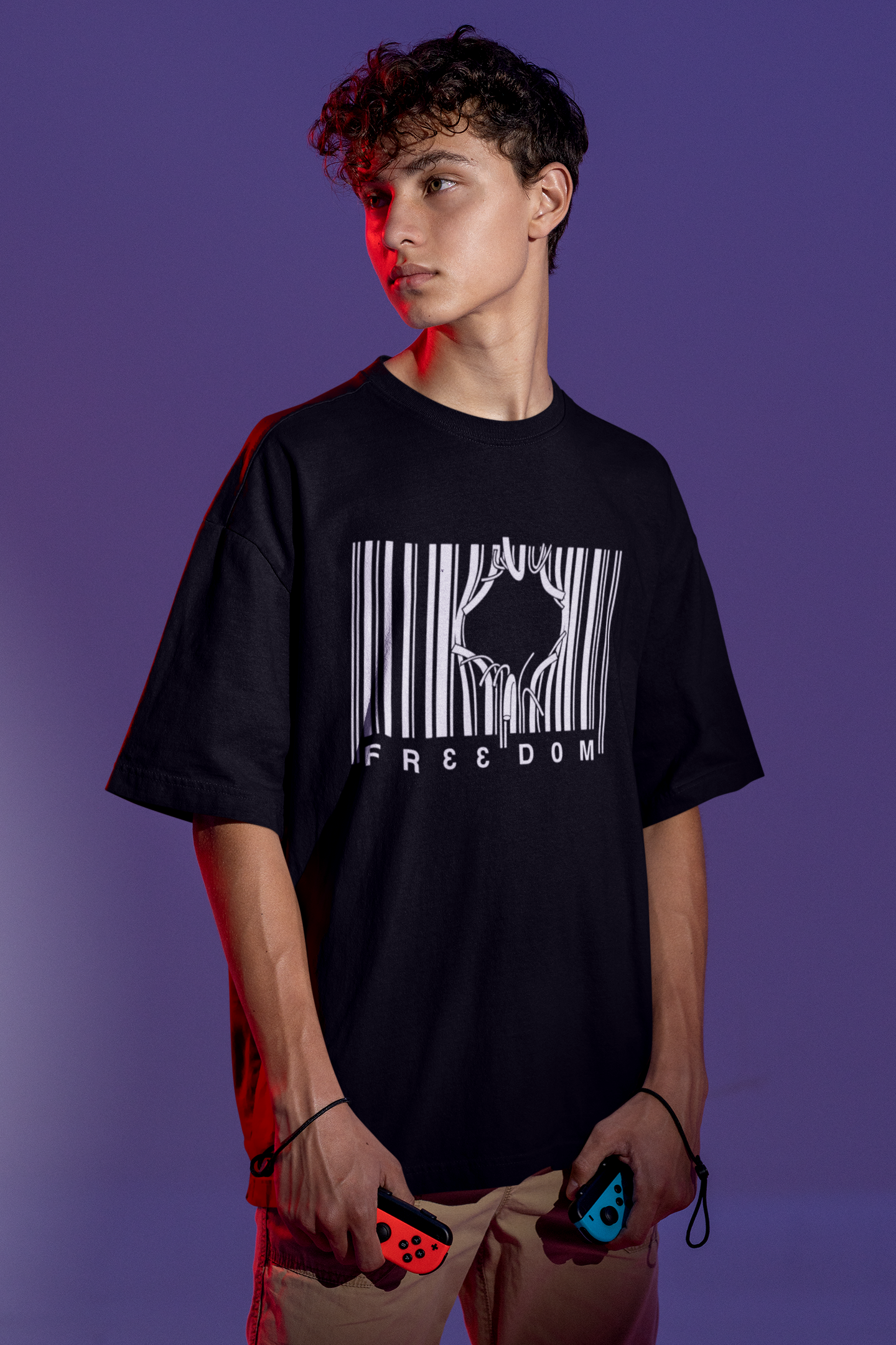 Freedom Printed Oversized Drop Shoulder T-Shirt