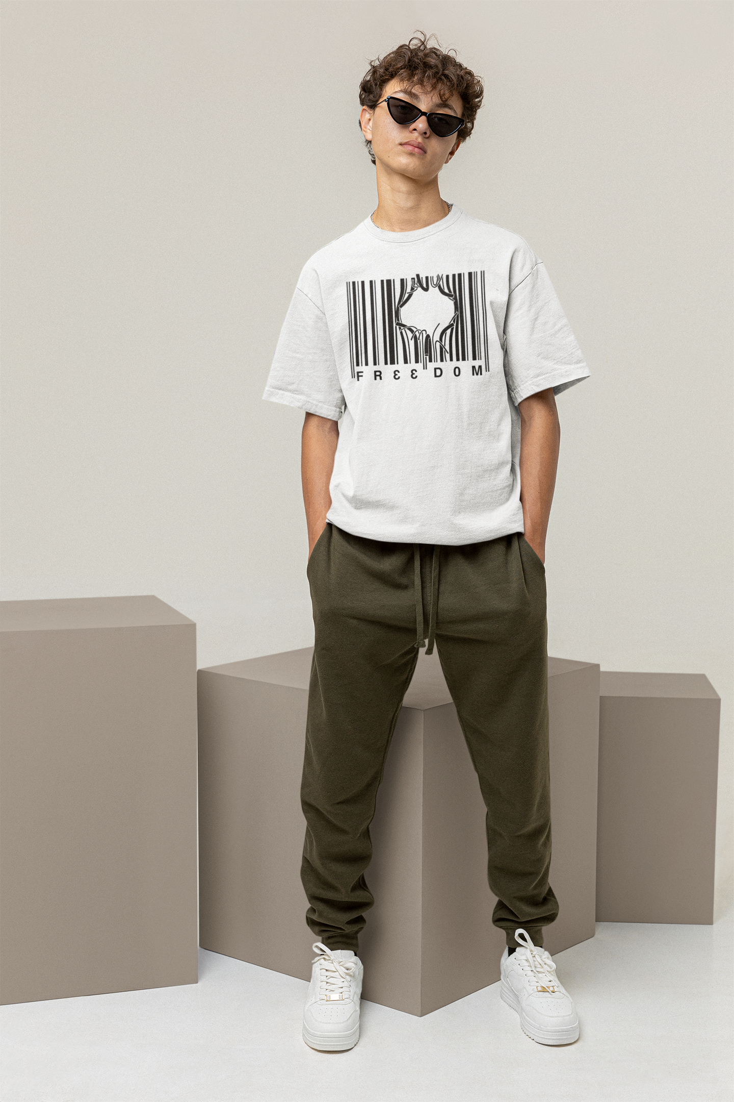 Freedom Printed Oversized Drop Shoulder T-Shirt