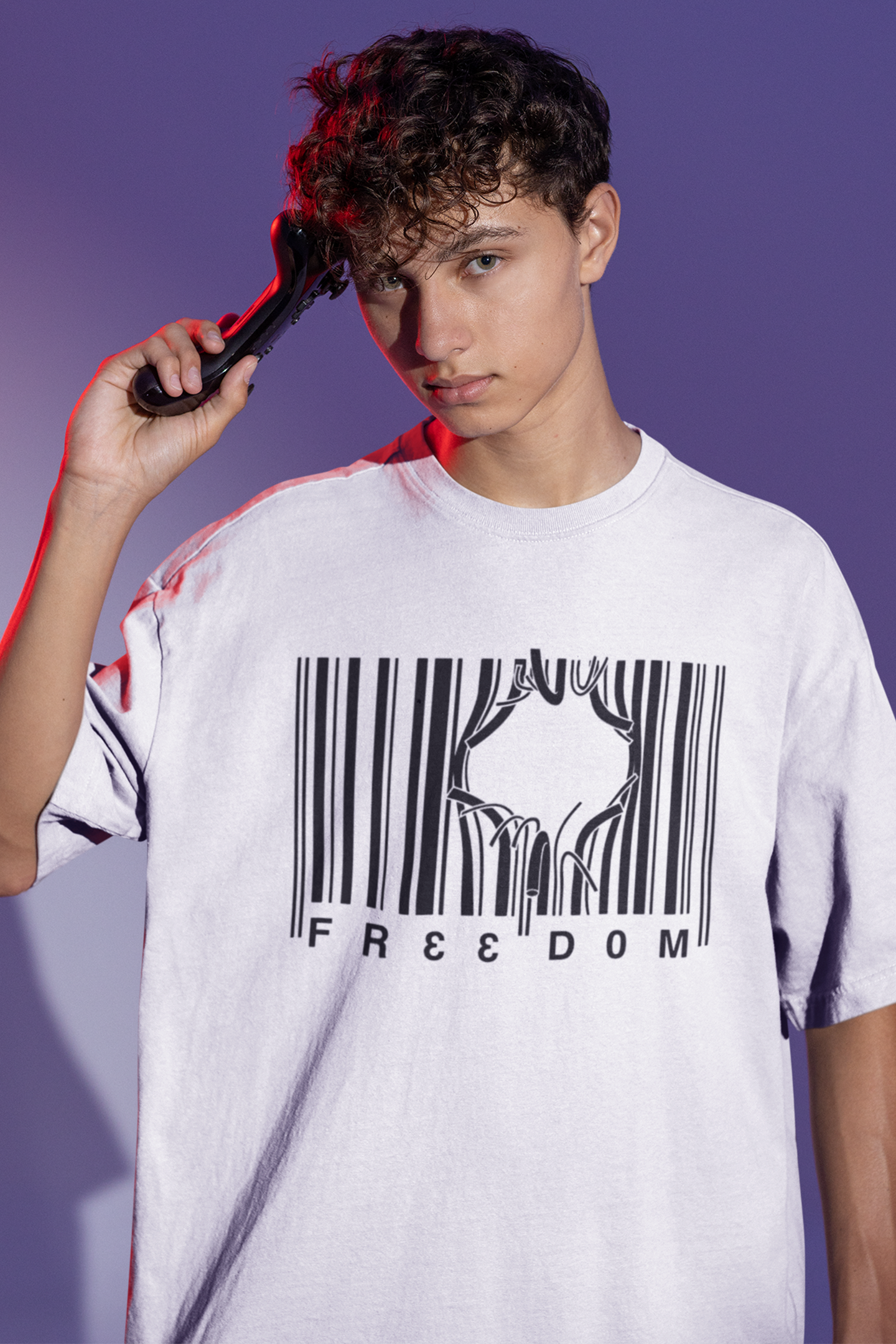 Freedom Printed Oversized Drop Shoulder T-Shirt