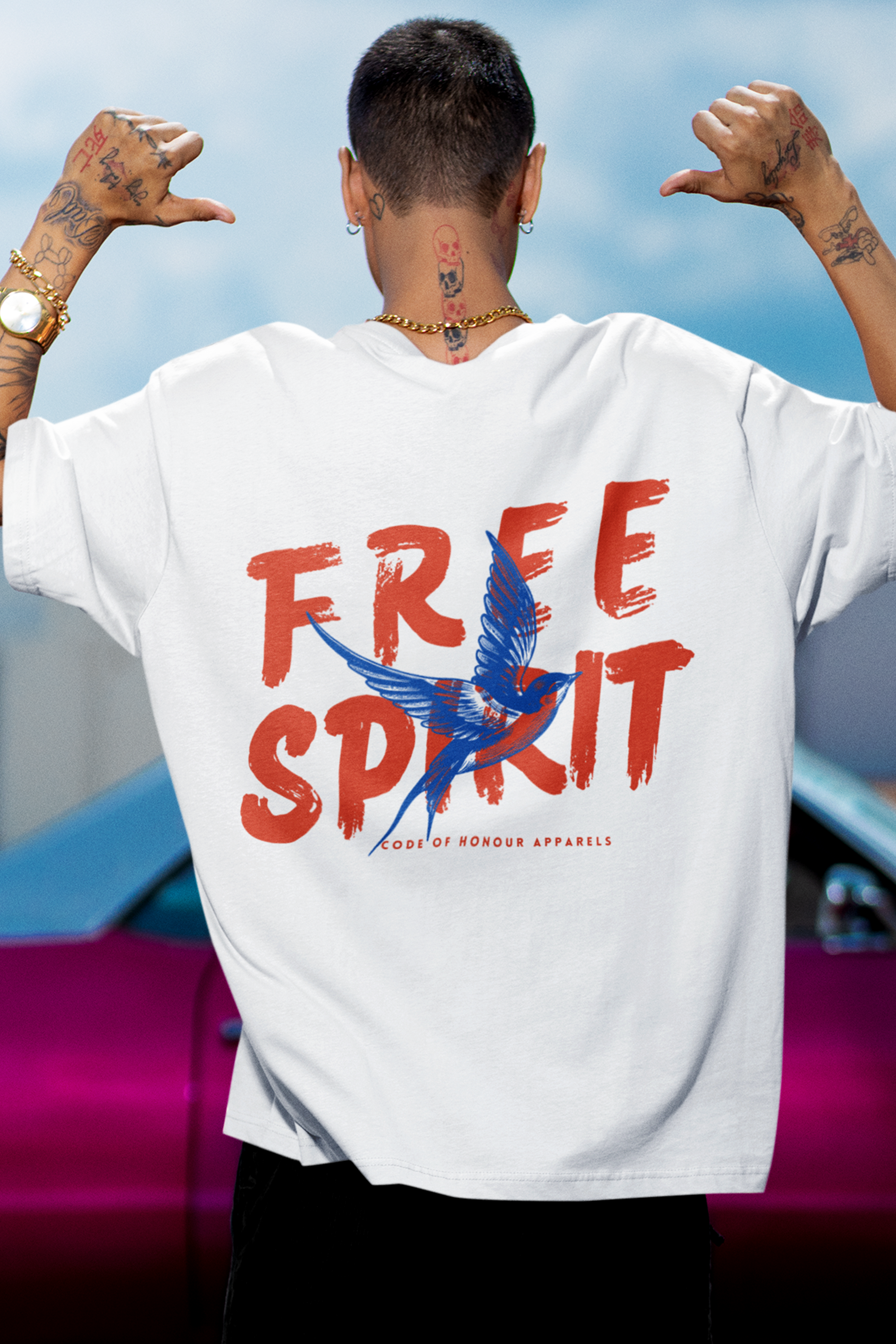 Free Spirit Printed Oversized Drop Shoulder T-Shirt